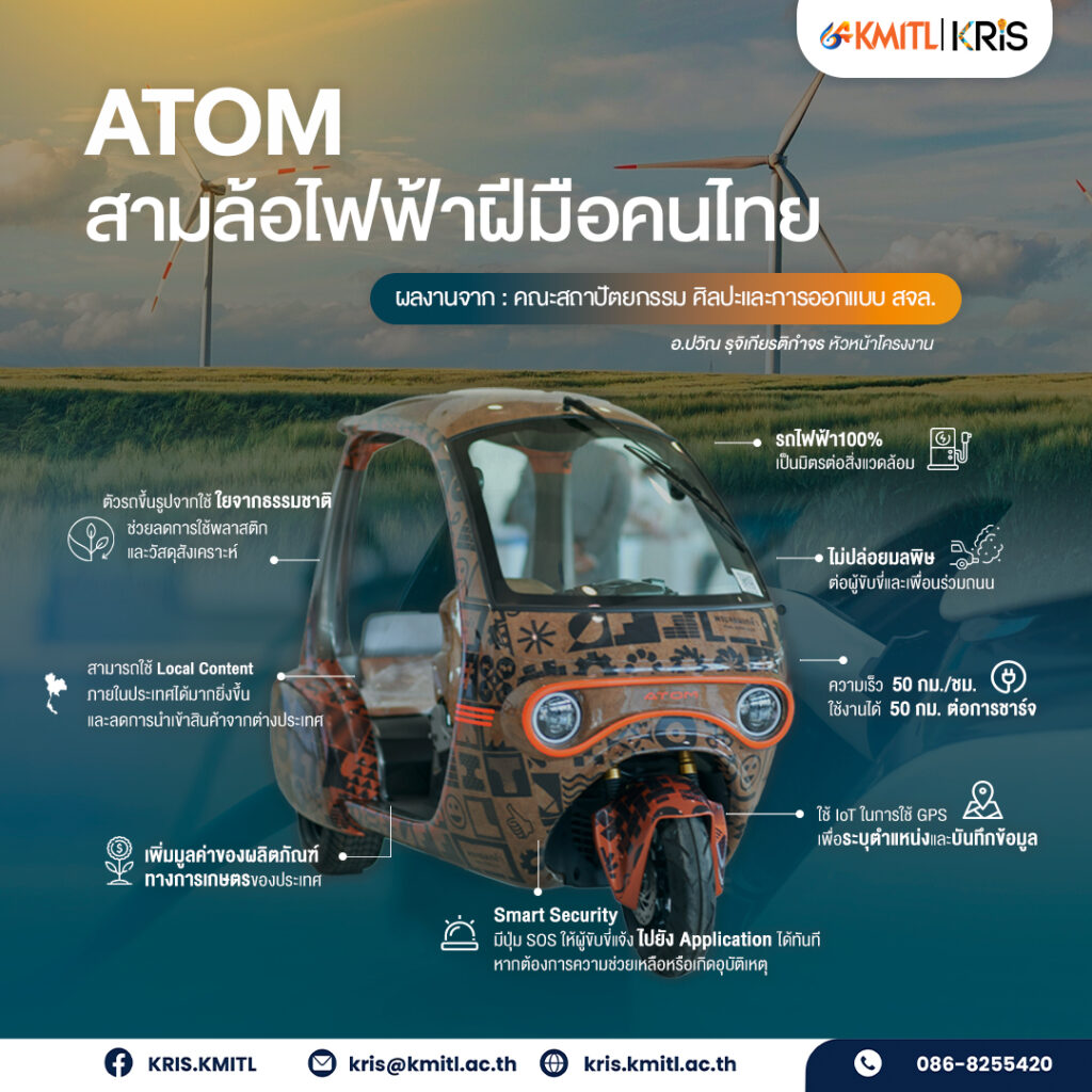 สจล.อวดโฉม “ATOM สามล้อไฟฟ้า” 🚗⚡️ ลงสนามร่วมเทรนรักษ์โลก