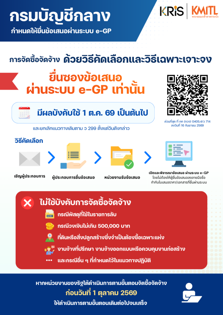 KRIS ประชาสัมพันธ์แนวทางการยื่นข้อเสนอผ่านระบบ e-GP 📢